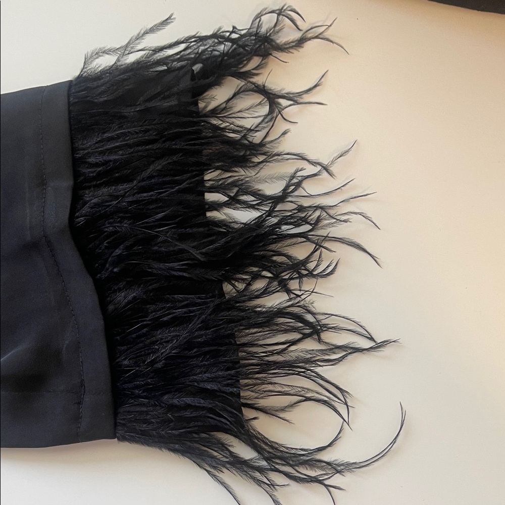 Vici Black Button Down Shirt with Feather Trim - Picture 3 of 4